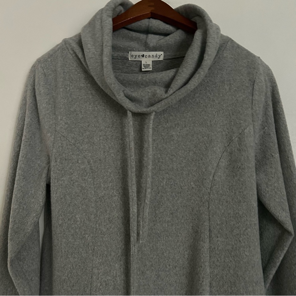 Eye Candy Women’s Gray Mini A-line Sweater Dress Size Large Super Soft Cozy Warm